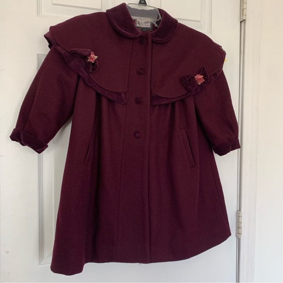 Vintage Other - Vintage Rothschild Coat Girls 5 Purple Wool Capelet  Collar Dress Velvet
